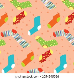 Socks and stars vector pattern colorful illustration 