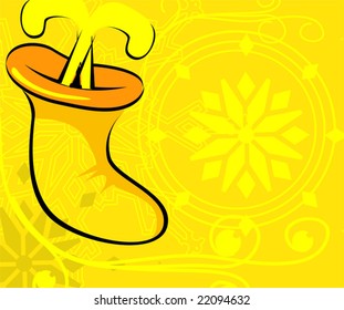 socks sticks in a yellow designed background	