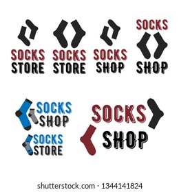 Socks store logo. Set image of men's socks and inscriptions for the shop.