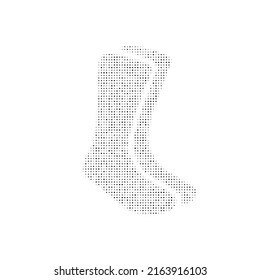 El símbolo de los calcetines está lleno de puntos negros. Estilo de puntillismo. Ilustración del vector sobre fondo blanco