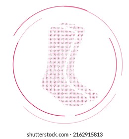 The socks symbol filled with pink dots. Pointillism style. Vector illustration on white background