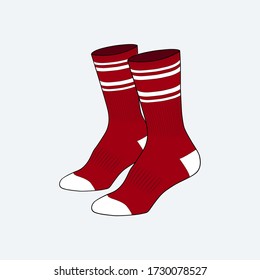 socks tech pack vector icons. man and woman socks illustration. socks icons. garment cloth vector illustration. Red socks illustration .  