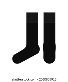 Socks template vector illustration ( front and side view) | black