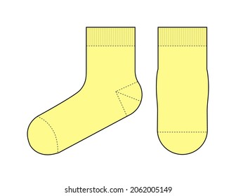 Socks template vector illustration ( front and side view) | yellow