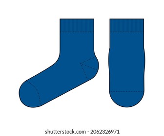 Socks template vector illustration ( front and side view) | blue