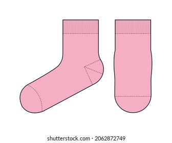 Socks template vector illustration ( front and side view) | pink