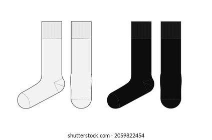 Socks template vector illustration set  ( front and side view)