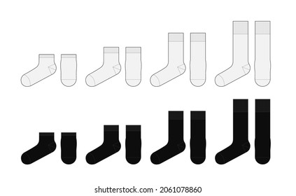 Socks template vector illustration set (various length )