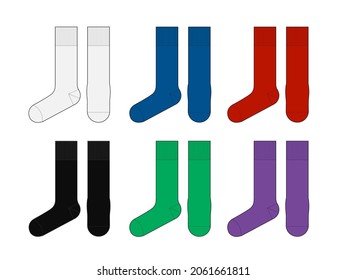 Socks template vector illustration set  ( front and side view)
