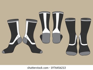 Socks template vector set, isolated