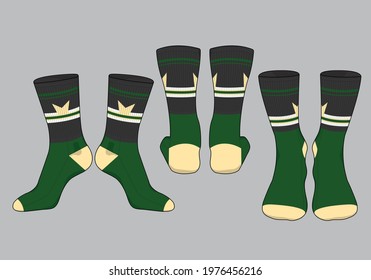 Socks template vector set, isolated