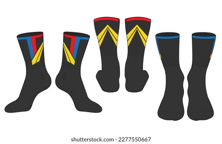 Socks template vector set isolated