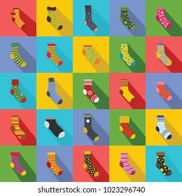Socks textile icons set. Flat illustration of 25 socks textile vector icons for web