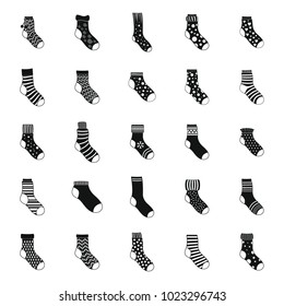 Socks textile icons set. Simple illustration of 25 socks textile vector icons for web