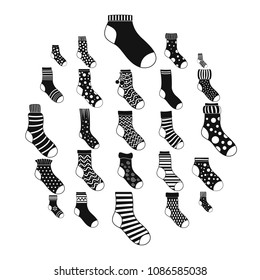 Socks textile icons set. Simple illustration of 25 socks textile vector icons for web