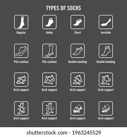 Socks tipos e iconos de funciones.