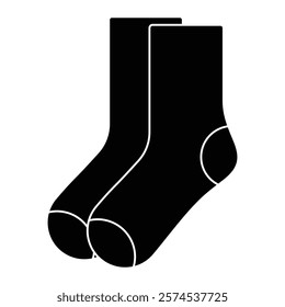 Socks vector icon. Perfect for clothing, apparel, or fashion design themes. Black silhouette isolated on white background.