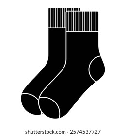 Socks vector icon. Perfect for clothing, apparel, or fashion design themes. Black silhouette isolated on white background.