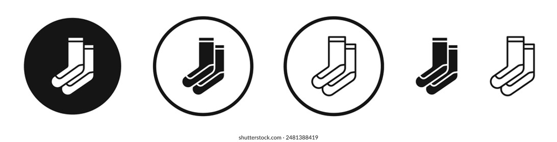 Socks vector icon set in black and white color.