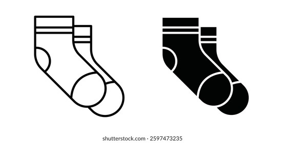 Socks vector icon set black filled and outlined style.
