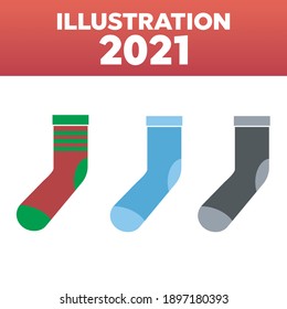 Socks vector icons. Cotton christmas socks background