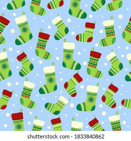 Socks patrón invernal.Diseño estacional para papel pintado, envoltura, dibujo textil.Ilustración vectorial. 