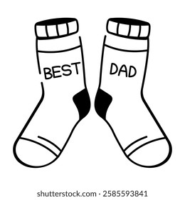 Socks written best dad, doodle style icon
