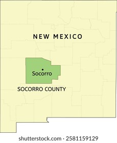 Socorro County and city of Socorro location on New Mexico state map