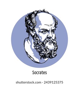 Socrates is an ancient Greek philosopher. Socrates studied the inner world of man. Hand drawn vector illustration