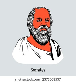 Socrates is an ancient Greek philosopher. Vector illustration drawn by hand.