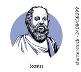 Socrates is an ancient Greek philosopher.Hand-drawn vector illustration