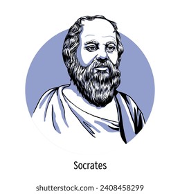 Socrates is an ancient Greek philosopher.Hand-drawn vector illustration