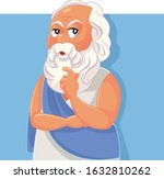 Socrates Classical Greek Philosopher Vector Cartoon. Funny portrait of Hellenic ancient thinker in white tunic
