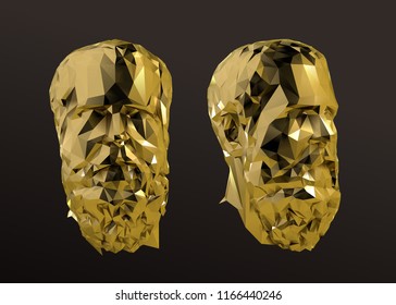 Socrates Golden Head Vector 3D Rendering