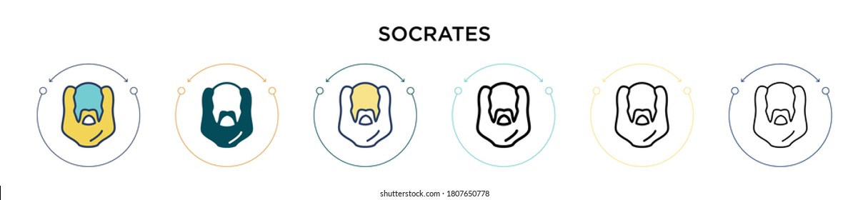 Socrates icon in filled, thin line, outline and stroke style. Vector illustration of two colored and black socrates vector icons designs can be used for mobile, ui, web