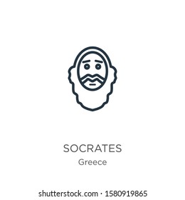 Socrates icon. Thin linear socrates outline icon isolated on white background from greece collection. Line vector sign, symbol for web and mobile