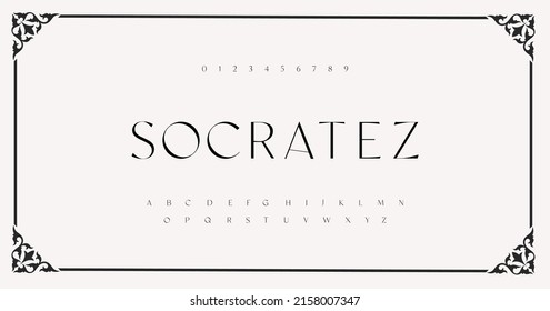 Socratez an Elegant and luxury alphabet letters font and number. serif Classic elegant Lettering Minimal Designs. Typography fonts regular uppercase . vector illustration
