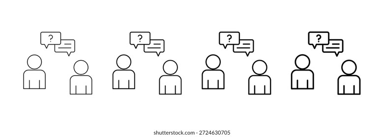 Conjunto de Vectores de iconos de cuestionamiento socrático en estilo de línea de trazo diferente