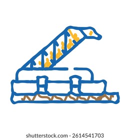 sod peat collector machine doodle icon sketch vector. sod peat collector machine sign. isolated symbol illustration