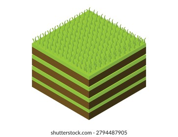 Sod square stacks in isometric view. Simple flat illustration.