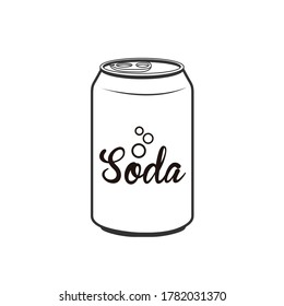 Soda aluminium can vector illustration isolated on white background. Cold drink icon, soda beverage, vending machine menu pictogram.