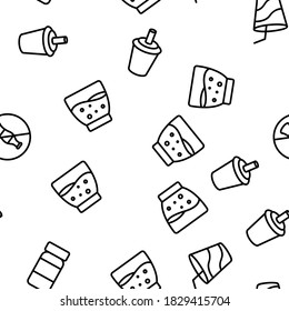 Soda Aqua Beverage Vector Seamless Pattern Thin Line Illustration