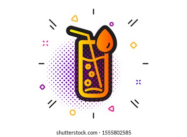 Soda aqua drink sign. Halftone circles pattern. Water glass icon. Drop symbol. Classic flat water glass icon. Vector