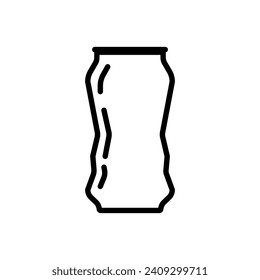 Soda, beer can crushed icon vector template
