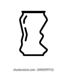 Soda, beer can crushed icon vector template