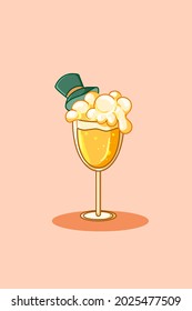 Soda beer with hat at oktoberfest cartoon illustration