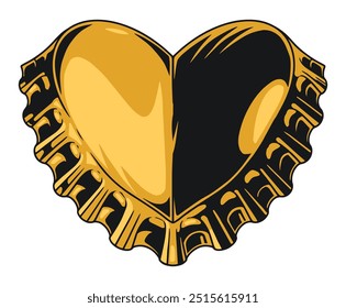 Soda bottle cap colorful sticker with golden metal lid bent after opening container with carbonated drink vector illustration