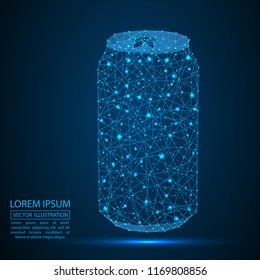 Soda bottle consists of lines, points, polygons, shapes. The concept of the drink, 3d starry sky. Vector EPS 10.