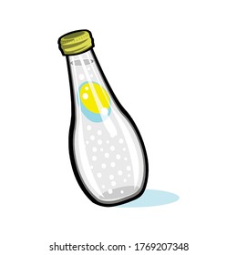 Soda bottle with drips and highlights isolated on a white