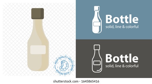 soda bottle flat icon. line icon